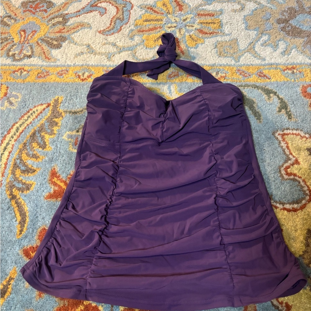 Lands End Purple Halter Swimsuit Tankini Top